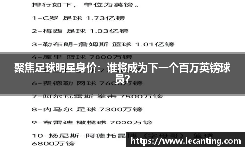 聚焦足球明星身价：谁将成为下一个百万英镑球员？